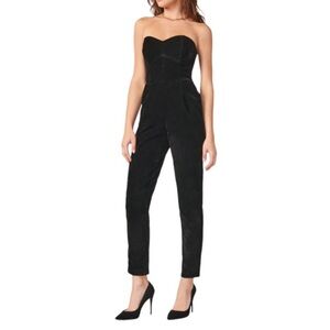 Adelyn Rae Elegant Black Velvet Strapless Jumpsuit